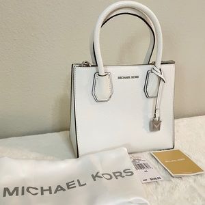 MICHAEL KORS MERCER KORS STUDIO OPTIC WHITE MD MESSENGER LEATHER